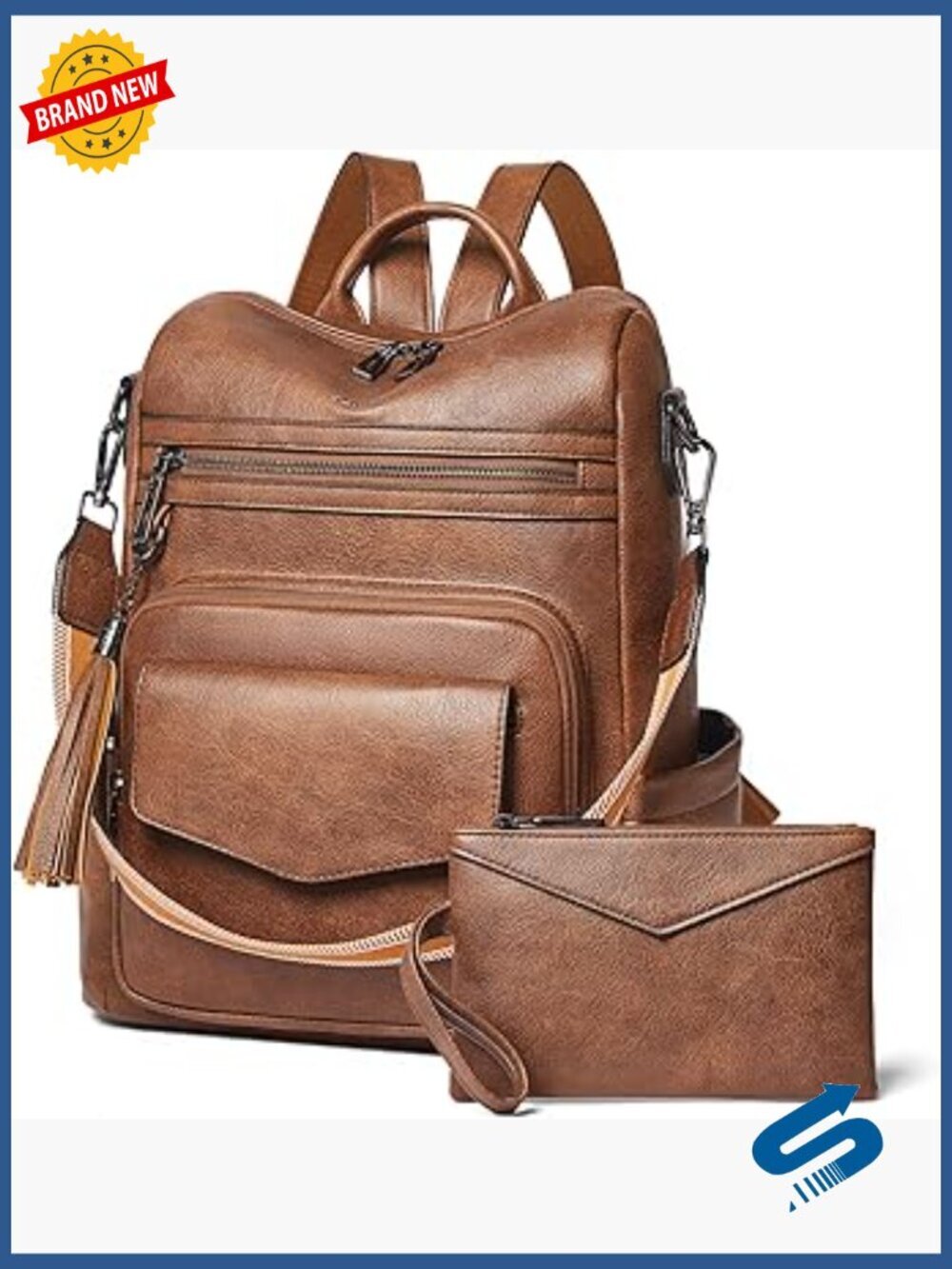 Faux Leather Travel Backpack Purse for Women Work College